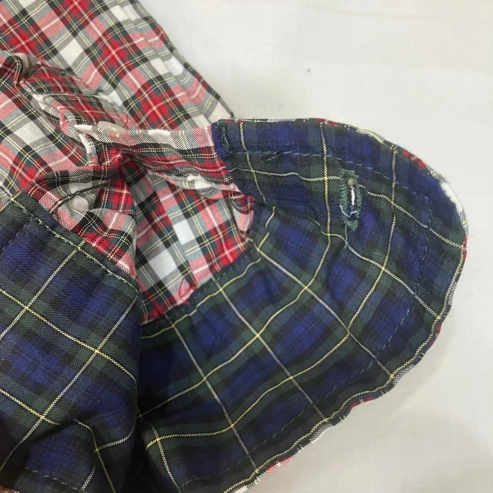 Ralph Lauren Kids Girls 6 Plaid Patchwork Dress Red Navy Peter Pan Collar Cotton
